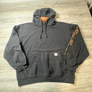 Eddie Bauer Workwear Hoodie Men Large Black Sleeve Graphic Pullover Fleece Lined